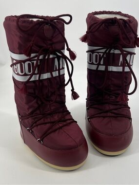 Moon Boot Burgundy Maroon Logo Lace-Up Tall Insulated Winter Snow Ski Boot 39/41